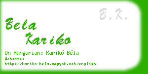bela kariko business card